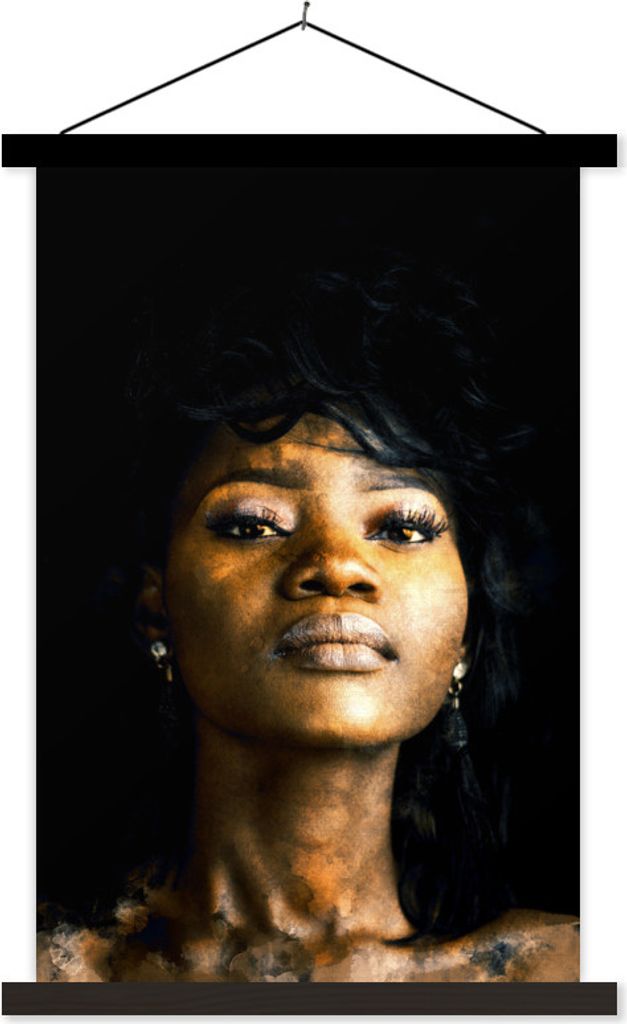 MuchoWow Textilposter Frau - Farbe - Lehm 40x60 cm mit schwarzem Rahmen - Wanddekorationen