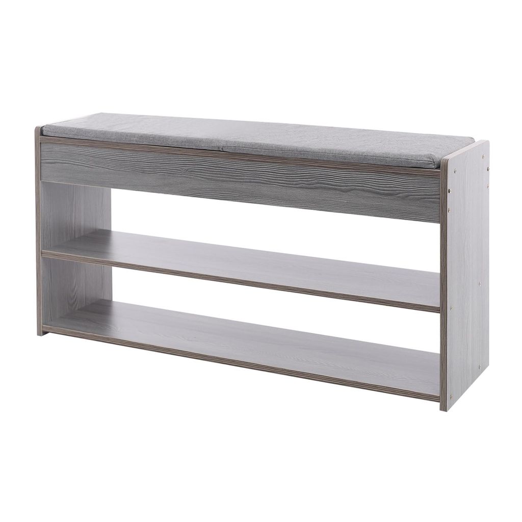 Schuhbank mit Sitzfläche Grau 80*28*43cm 2 Ablage Verandabank Schuhregal mit Sitzbank