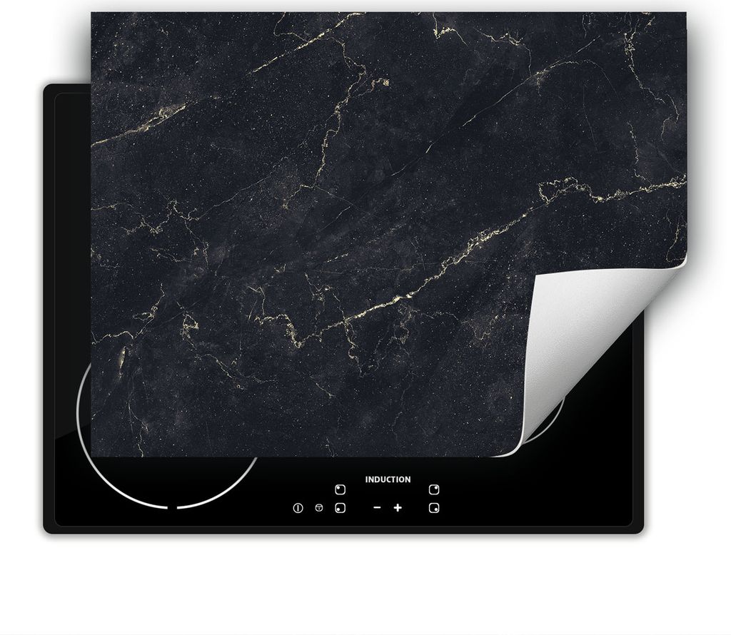 DarHaus Herdabdeckplatte 70x52 cm Anti Rutsch Matte Aufrollbar, dunkel - Marmor