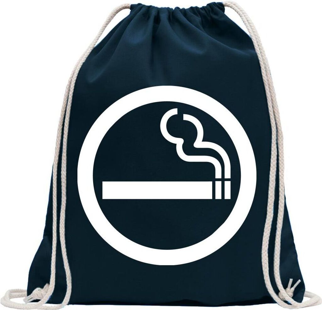 Kiwistar - Turnbeutel - dunkelblau - Raucher - Fun Rucksack Sport Beutel Gymsack Baumwolle mit Ziehgurt