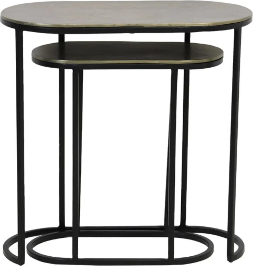 Set de tables de salon Bocov pour décoration bronze et noir 53x26x53 cm