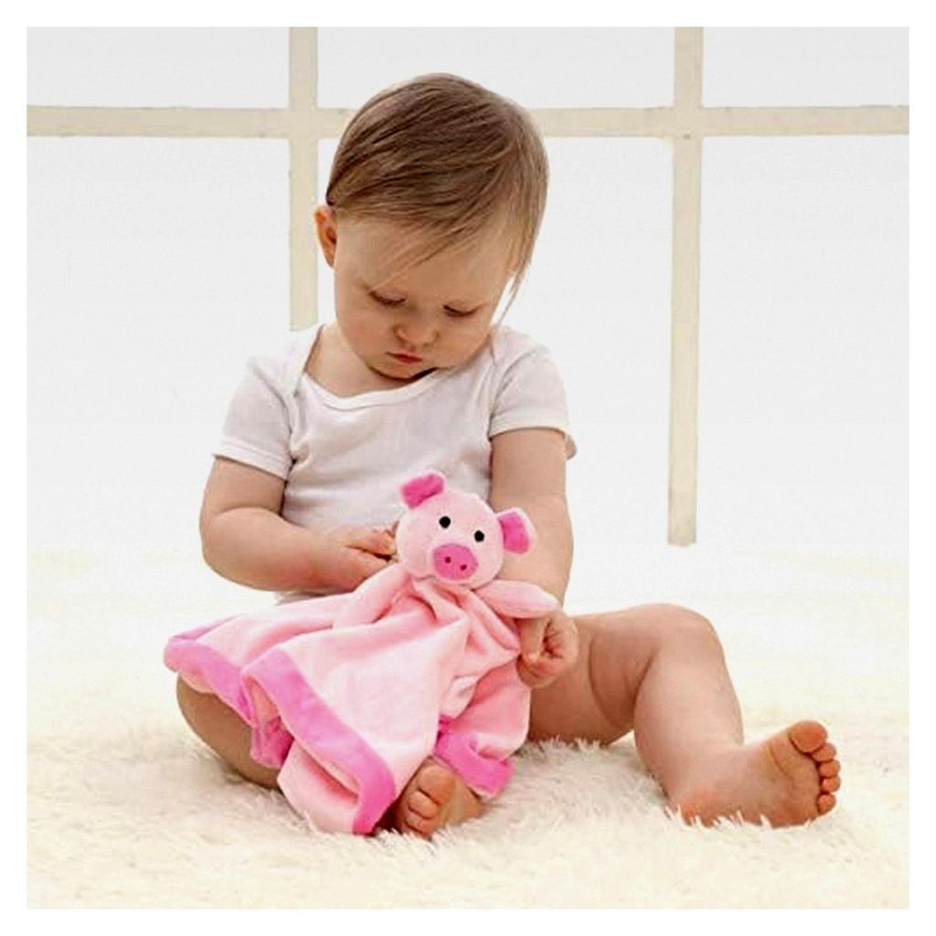 Schlaf-gut-Rosa Schwein Schmusetuch Plüsch Komfort Kuscheltier für Babys - weich und waschbar - 35 cm