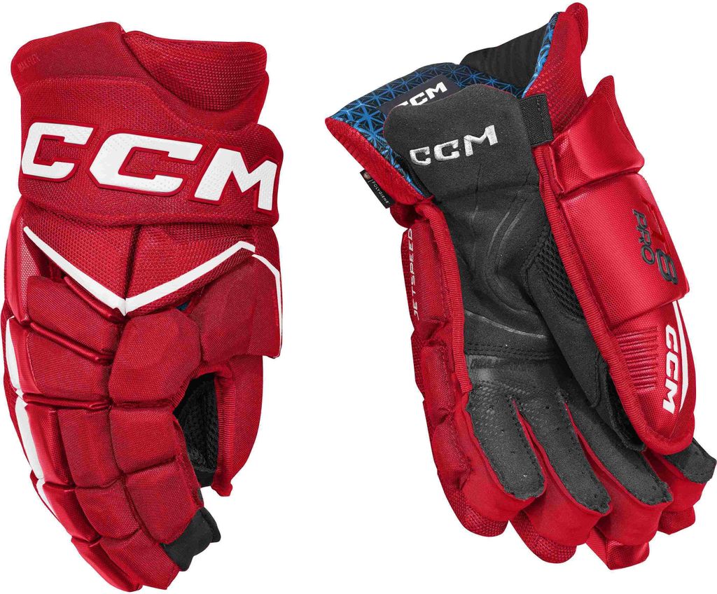 Rękawice CCM JETSPEED FT8 PRO Junior czerwone/białe 12 cali Zdjęcie produktu 