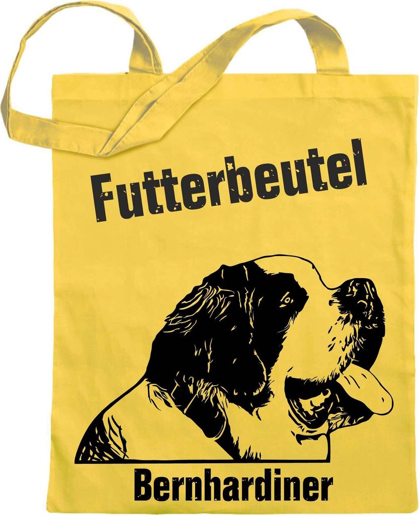 Kiwistar Futterbeutel - Bernhardiner - Einkaufsbeutel mit Motiv Hund - Jutebeutel bedruckt - Tragetasche Stoffbeutel Umhängetasche Langer Henkel -...