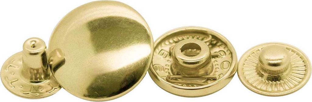 50 Stk Druckknopf Set rund S-Feder Verschlüsse Schnappknopf Metall Größen 10mm gold
