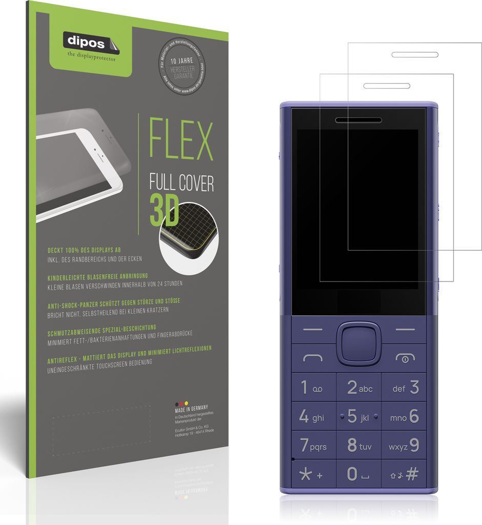 2x Full Cover Schutzfolie matt für HMD 150 Music Panzerfolie Anti-Shock