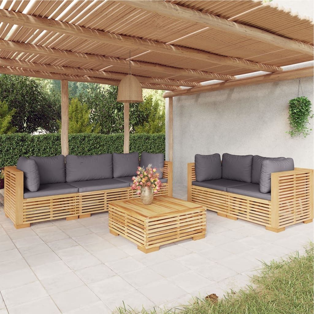 Maison Exclusive - 6-tlg. Garten-Lounge-Set mit Kissen Massivholz Teak