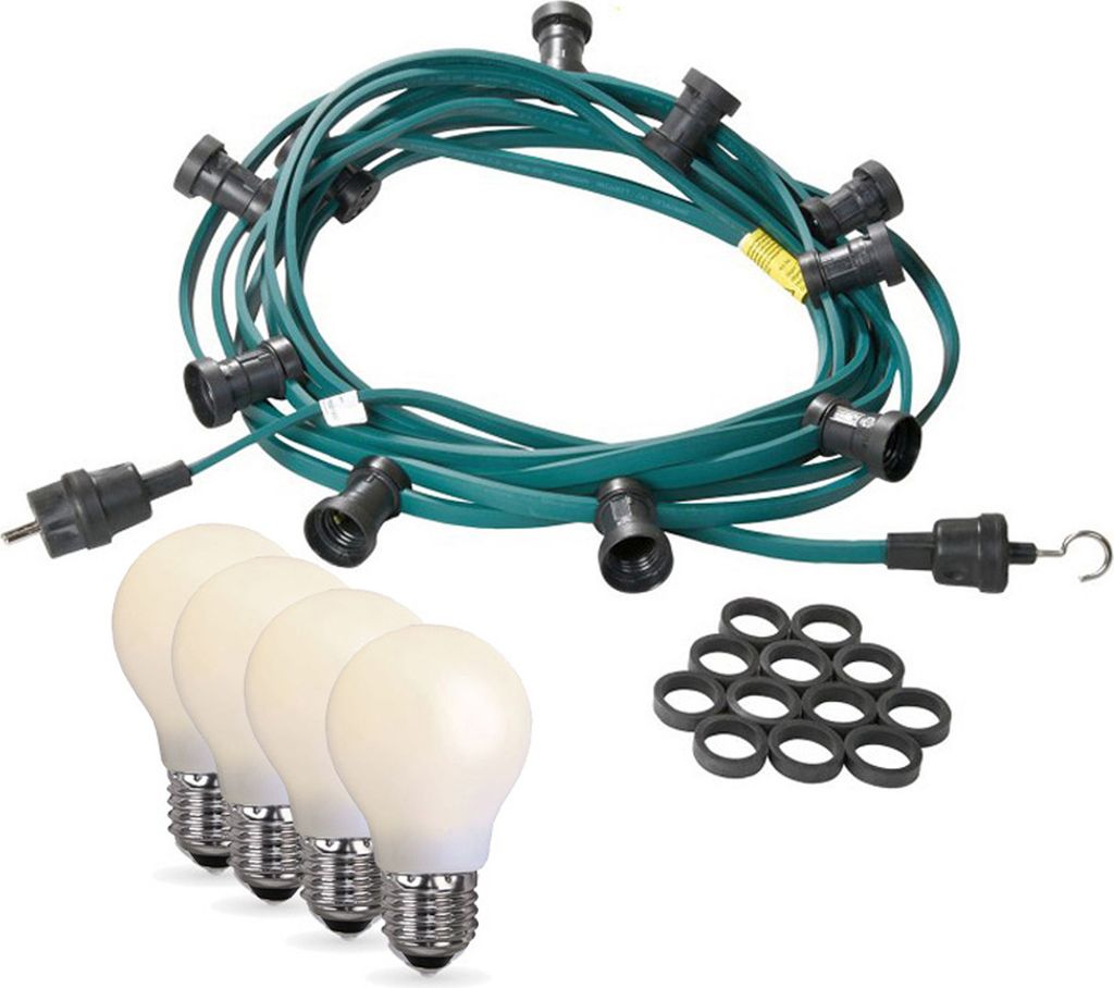 Illu-/Partylichterkette 40m - Außenlichterkette grün - Germany - 60 opale LED Tropfenlampen