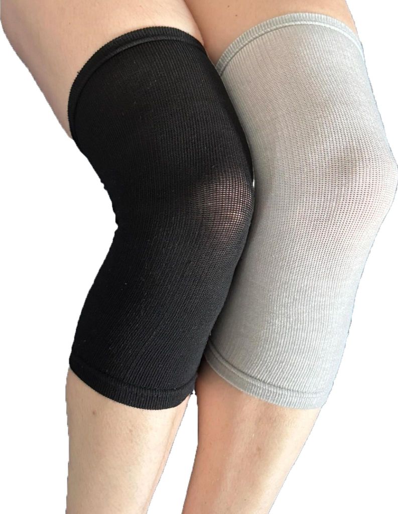 2 Stück Kniewärmer Gr. S-XL schwarz oder grau, Farbe:Grau Produktbild 