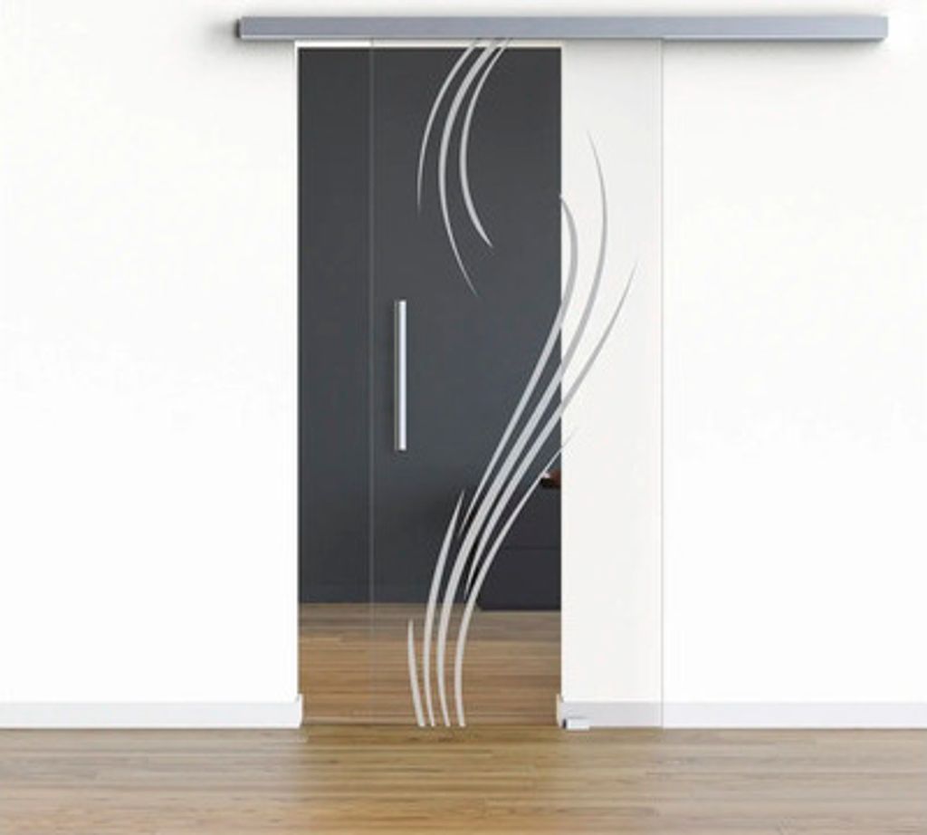 Pertura Glasschiebetür Komplettset Glera Essence 01 775x2175 mm Rechts inkl.Beschlag Selir Aluminium Edelstahloptik,Stan