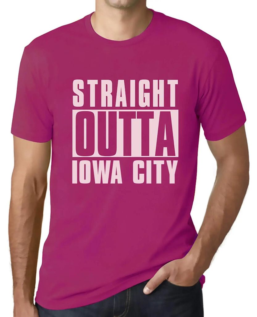 Herren Grafik T-Shirt Straight Outta Iowa City Öko-Verantwortlich Vintage Jahrgang Kurzarm Lustige Druck Geburtstag Geschenk Mann