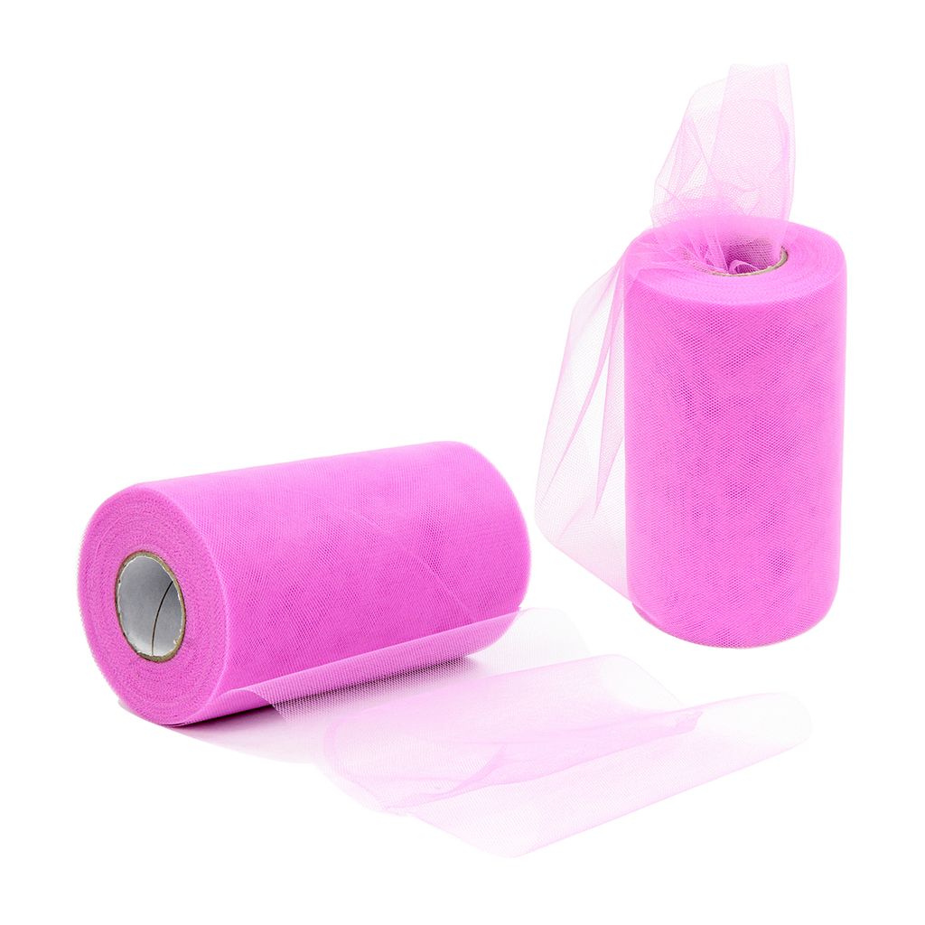 ZADAWERK Tüll - 15 cm x 45 m - Pink - 1 Rolle - Tisch-Deko - Hochzeit - Weihnachts-Tüll - Geschenk - Schleife - Schleier - Tutu - DIY Tüllrolle