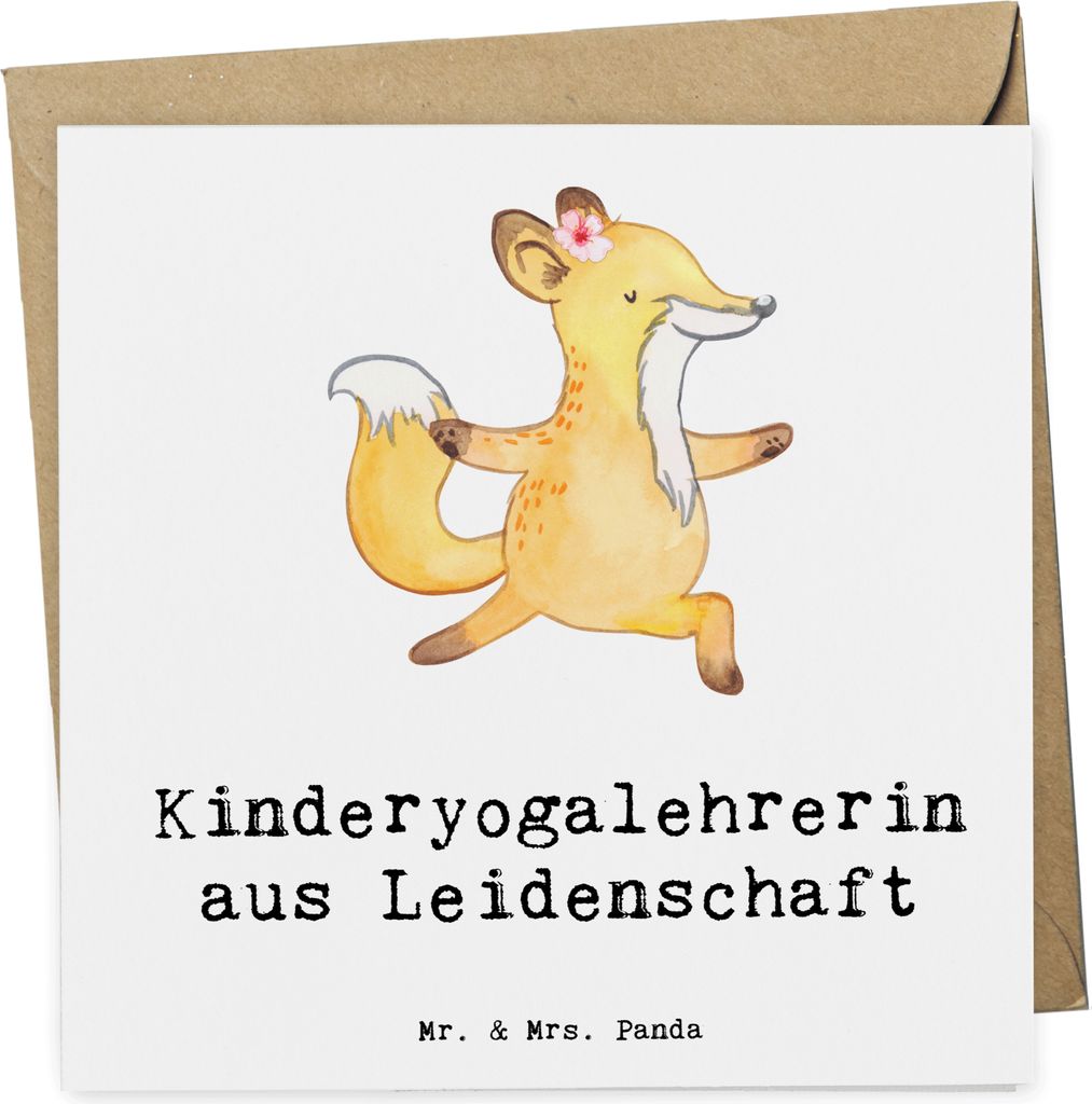Mr. & Mrs. Panda Grußkarte Kinderyogalehrerin Leidenschaft - Weiß - Geschenk, Klappkarte, faltkarte, Glückwunschkarte, anlasskarte, doppelkarte