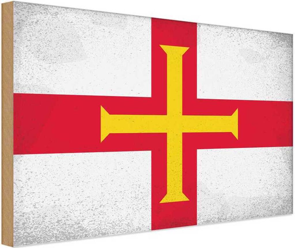 vianmo Holzschild 12x18 cm Guernsey Vintage Flagge Fahne Wappen