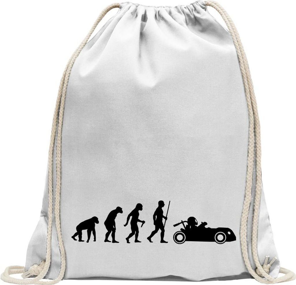 Kiwistar - Turnbeutel - weiss - Kartsport Fahren Evolution - Fun Rucksack Sport Beutel Gymsack Baumwolle mit Ziehgurt