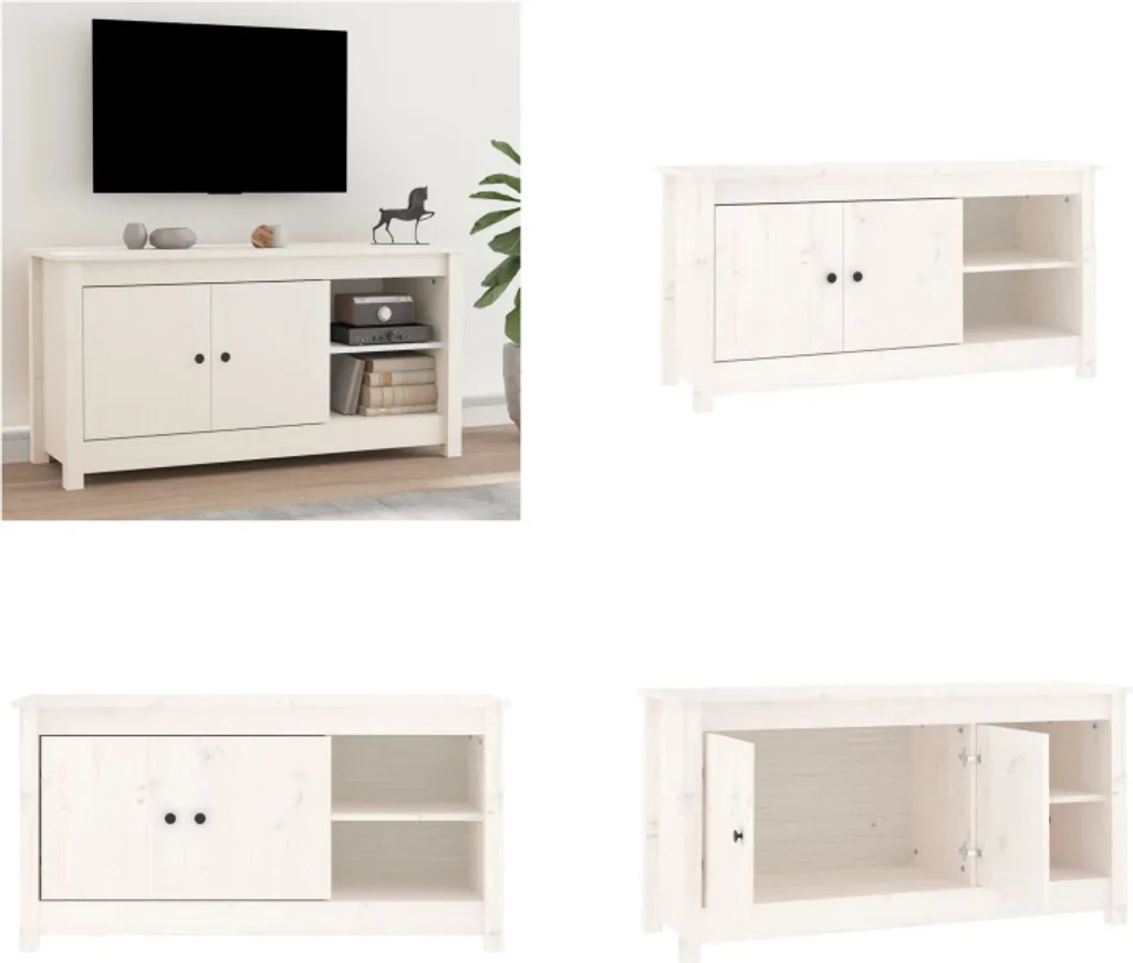 Mobile TV vidaXL in Pino Massiccio Bianco 103cm - Eleganza Senza Tempo