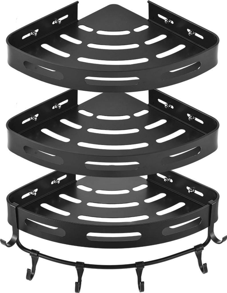 Eck-Duschregal aus Aluminiumlegierung, 3-stoeckig, Wandmontage, Badezimmer-Dusch-Organizer, Aufbewahrungsregal mit Kleber, ohne Bohren, platzsparen...