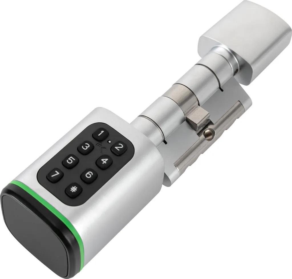 Serrure de porte connectée IP53 argent avec 4 modes de déverrouillage