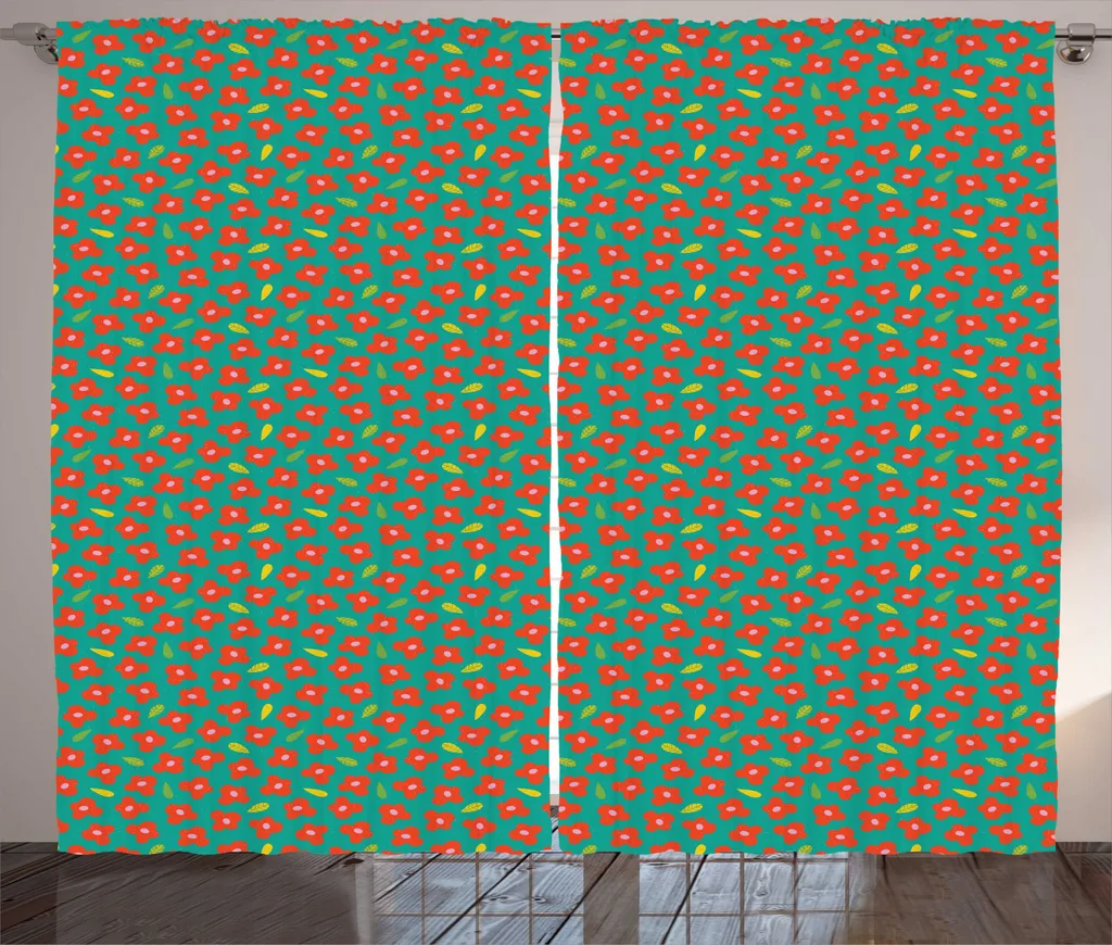 Rideau rustique à boucles et crochets 280x225 cm imprimé floral doux