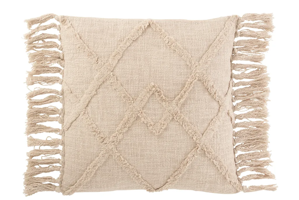 Coussin Carré J-Line Crème Déhoussable pour un Intérieur Chic et Propre