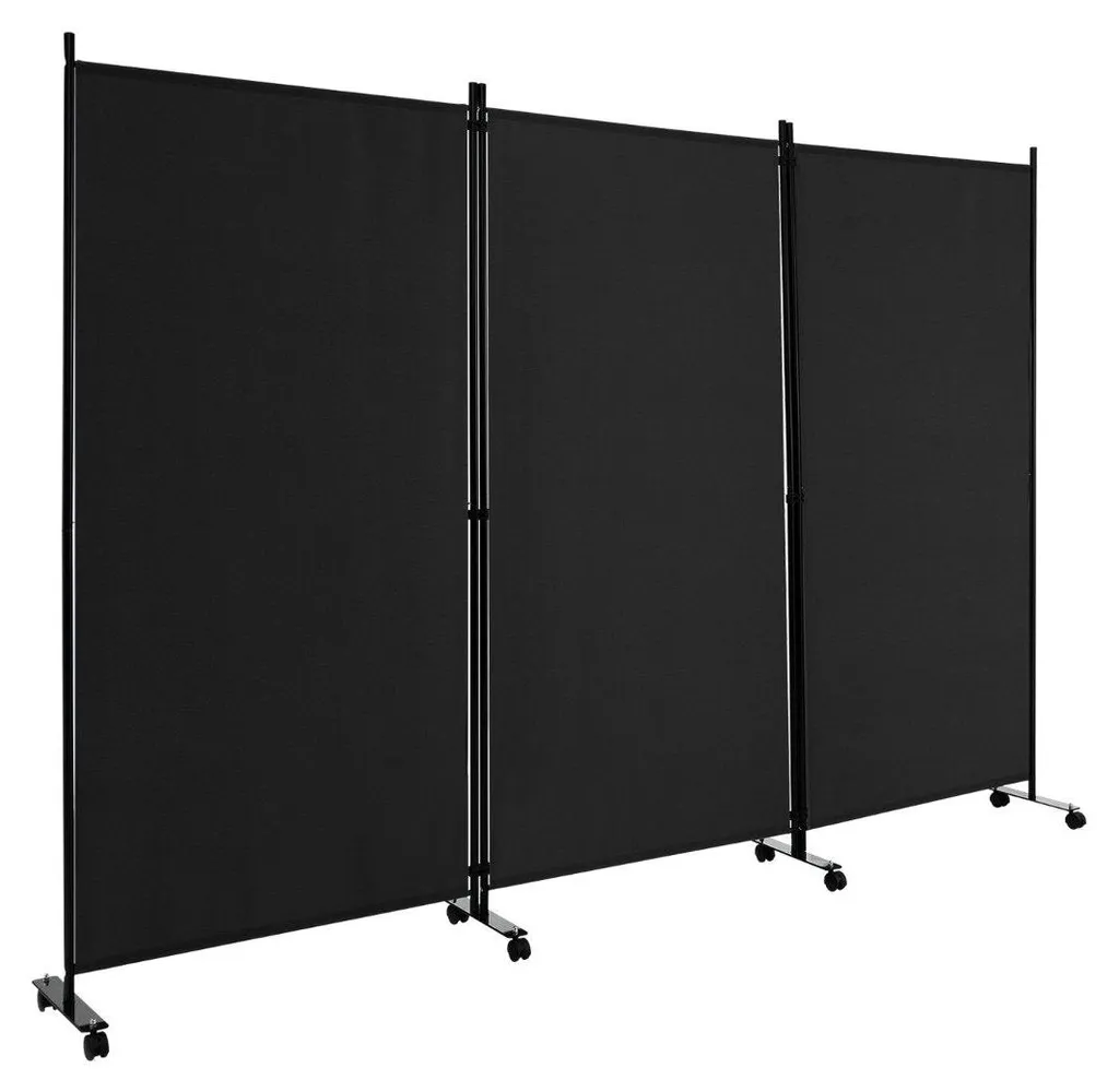 Cloison amovible pour télétravail 180 cm noir - Kit 3 panneaux mobiles