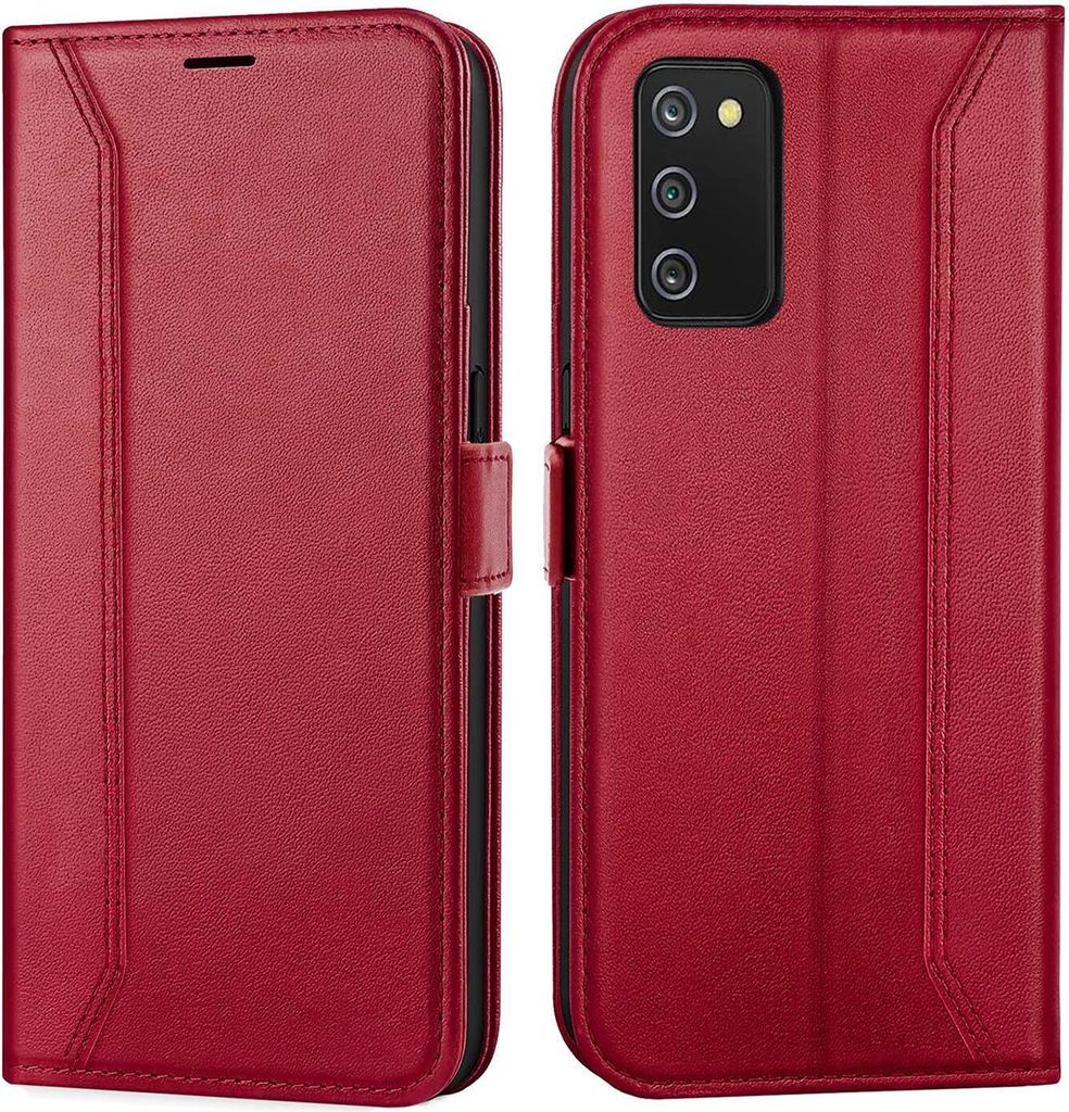 Conie RFID Klapp Tasche für Samsung Galaxy A03s Kartenfach Hülle Rundumschutz in Rot