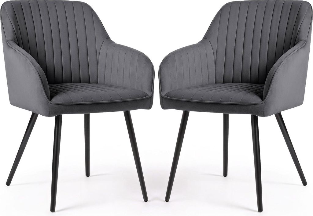 2er Set Velours Esszimmerstühle mit Ziernähten FLORENCE Produktbild 