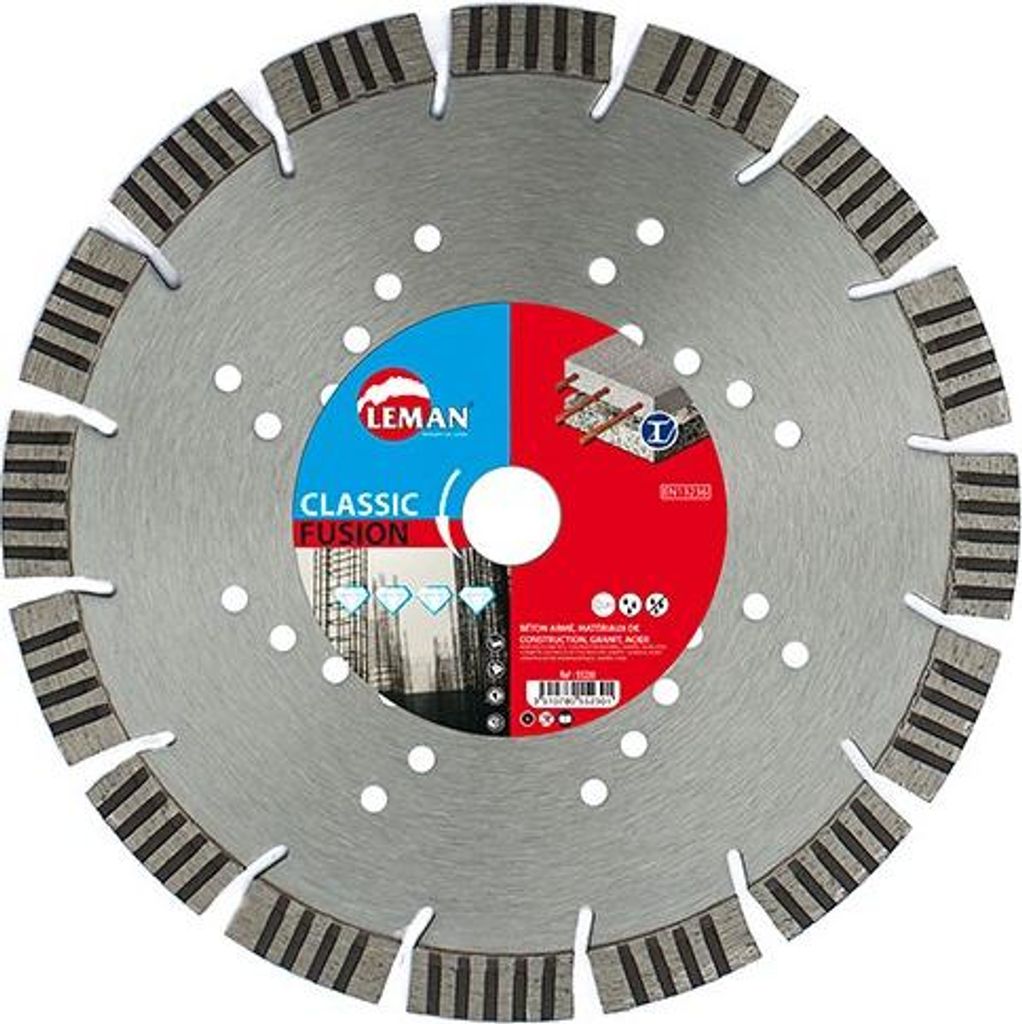 Segmentierte Diamanttrennscheibe - D. 230 x Al. 22.23 x Ht. 10 x Ep. 2.5 mm - Stahlbeton, Stahl - LEMAN - 55230