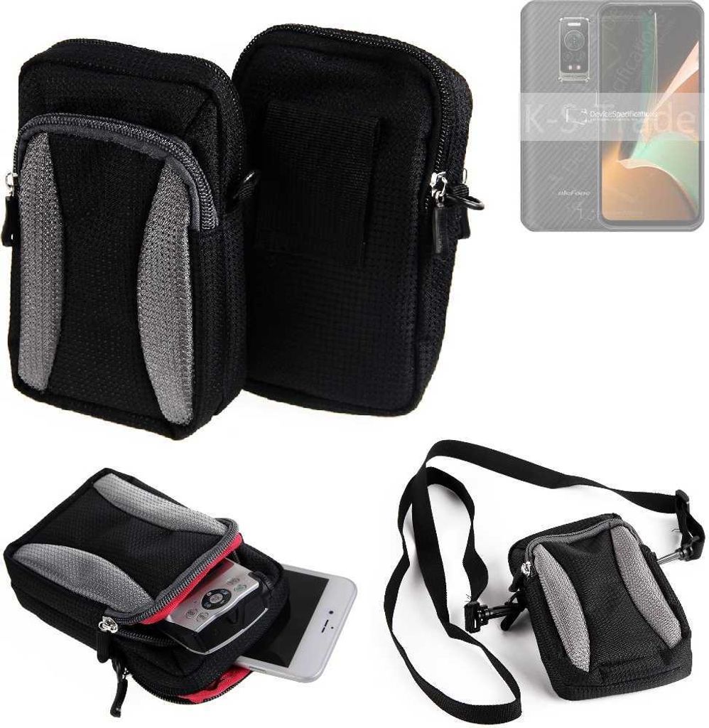 K-S-Trade Holster Schutz Hülle kompatibel mit Ulefone Armor 17 Pro Handy Hülle Gürteltasche Umhängetasche mit Zusatzfach schwarz