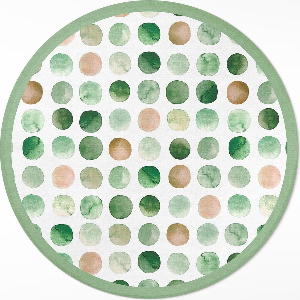 Aquarell Punkte gemalt Boho Kreise– Vinylteppich – Indoor Teppich – Flur – Pflegeleicht – Runder Teppich – PVC Teppich – Outdoor Tepp...