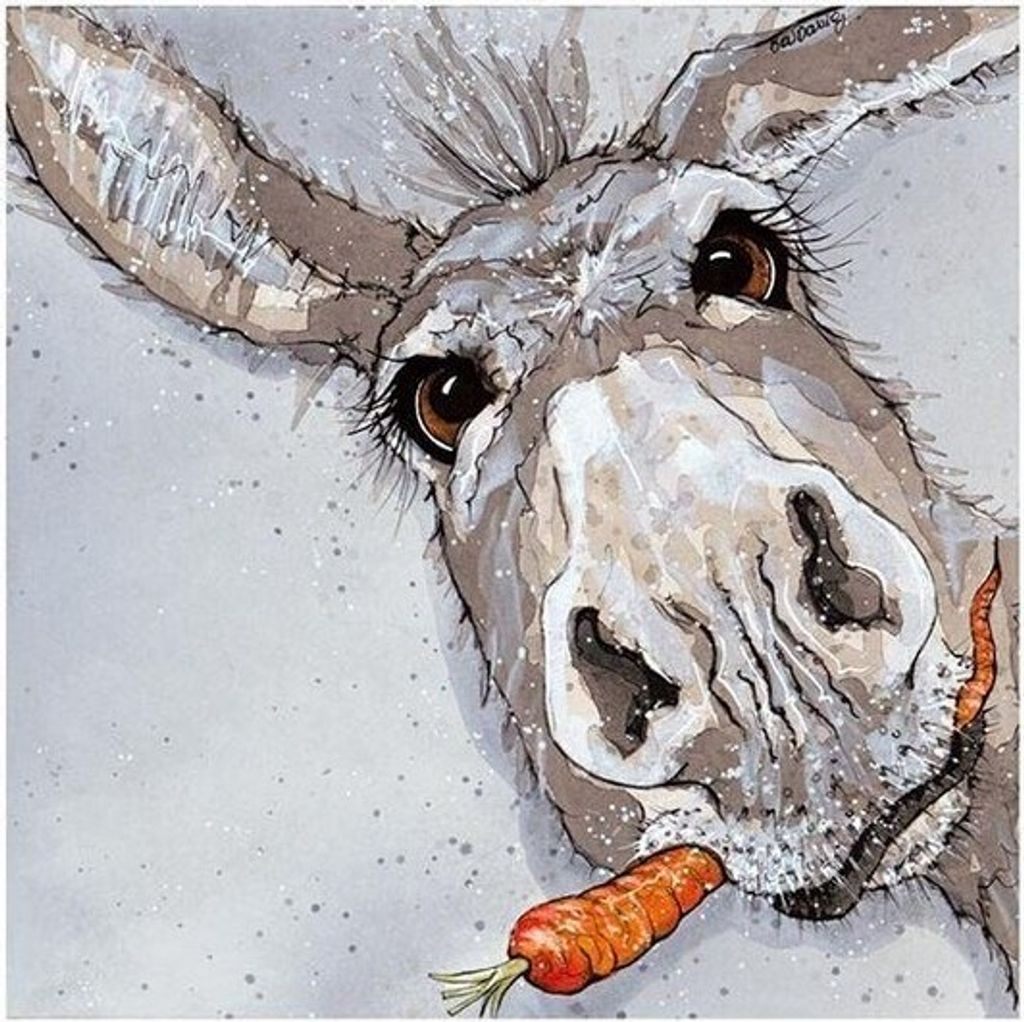 Bev Davies - bedruckt "Crunchy Donkey" PM7592 (40 cm x 40 cm) (Grau/Braun)