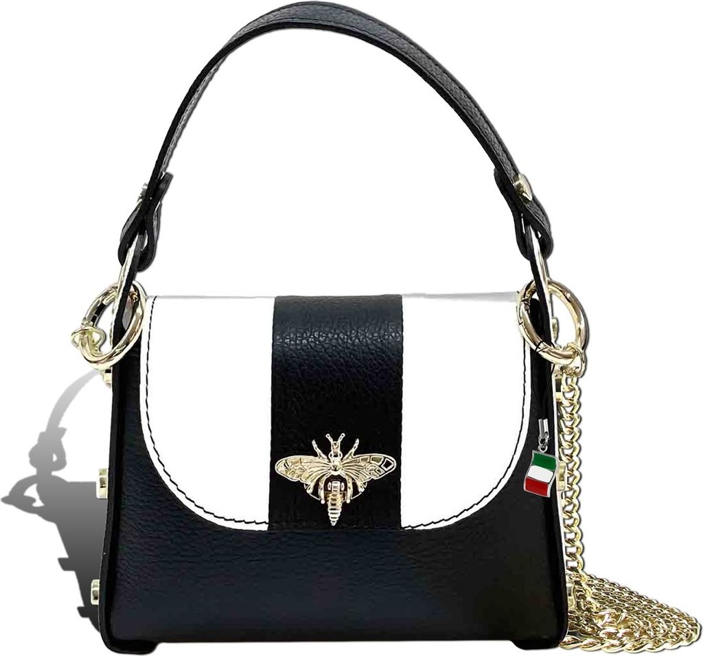 schwarz weiß Florence Tasche Leder D2OTF833SW