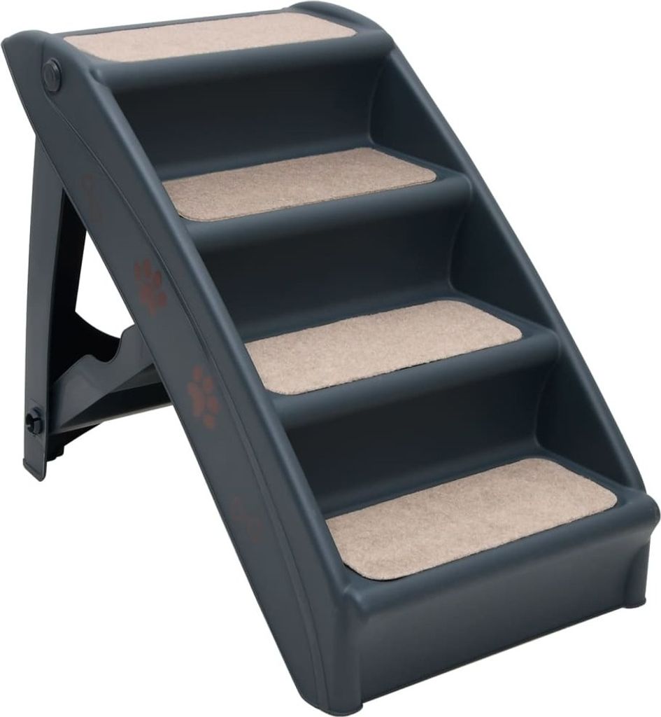 Hundetreppe mit 4 Stufen Klappbar Dunkelgrau