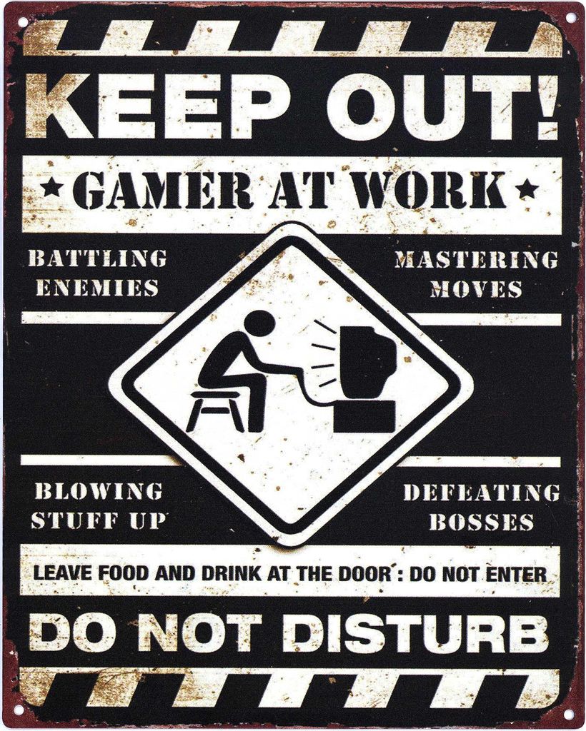 Moritz Deko Blechschild Keep Out Gamer at Work Retro Produktbild 