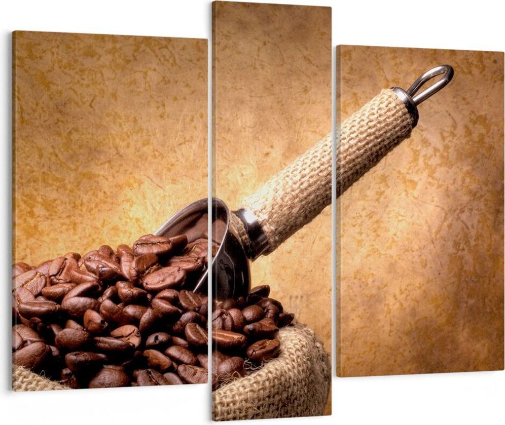 Bild auf Leinwand - Leinwandbild - Kaffee Getreide geröstet - 95x80cm - Wand Bild - Wanddeko - Leinwanddruck - Bilder - Kunstdruck - Wanddekoratio...