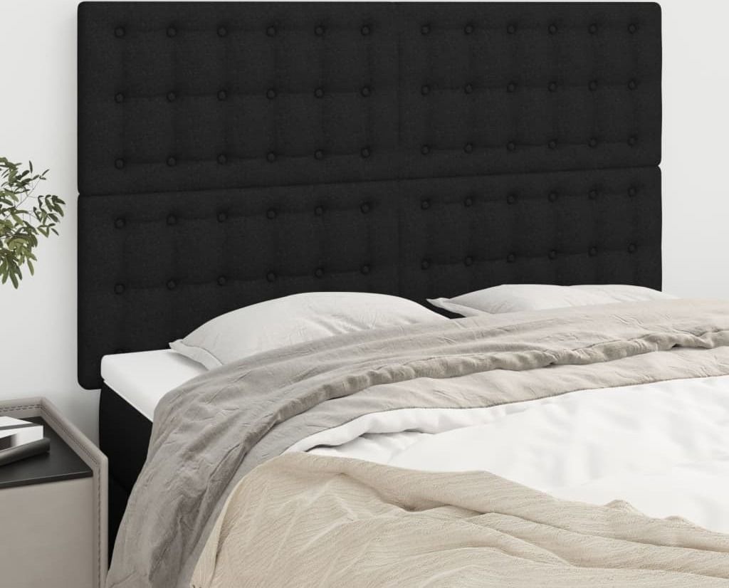 The Living Store Kopfteile 4 Stk. Schwarz 72x5x78/88 cm Stoff