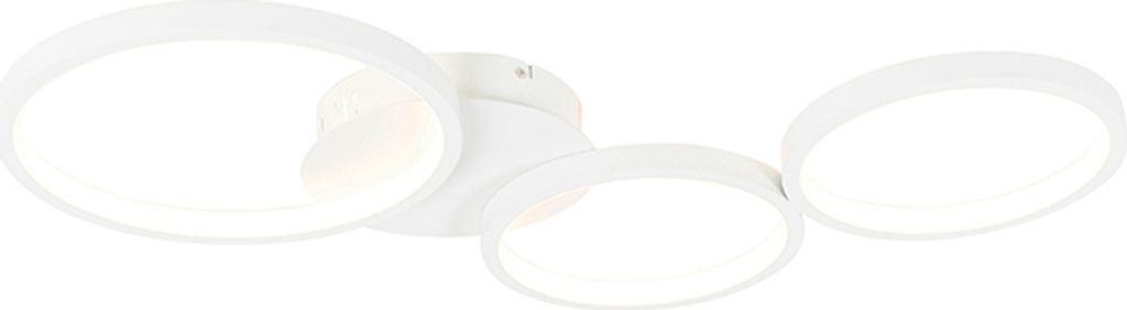 Qazqa led Design Deckenleuchte, Deckenlampe - Pande - Weiß, Rund, 2700K, warmweiß, dimmbar, 68.5cm, Ideal als Bürolampe, Flur, Schlafzimmerlampe...