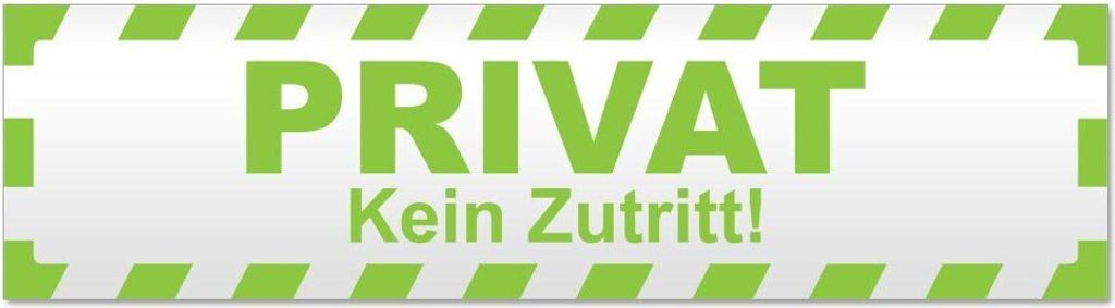 Kiwistar Privat kein Zutritt gestreift Magnetschild Schild magnetisch - 30cm Lindgrün - Magnetfolie für Auto PKW Kfz