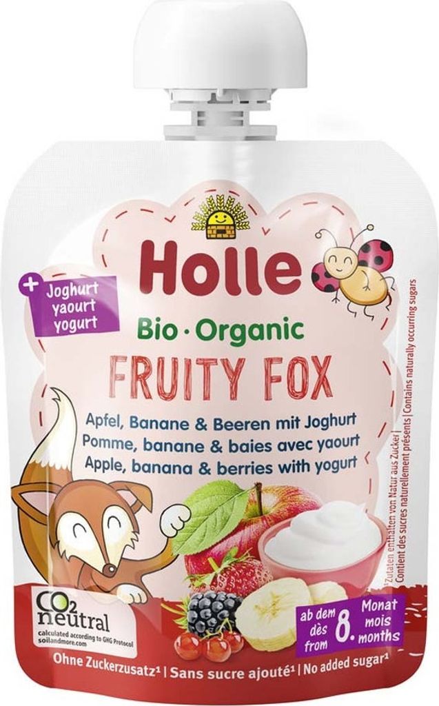 Holle Fruity Fox – Apfel, Banane & Beeren mit Joghurt 85g, Produktbild 