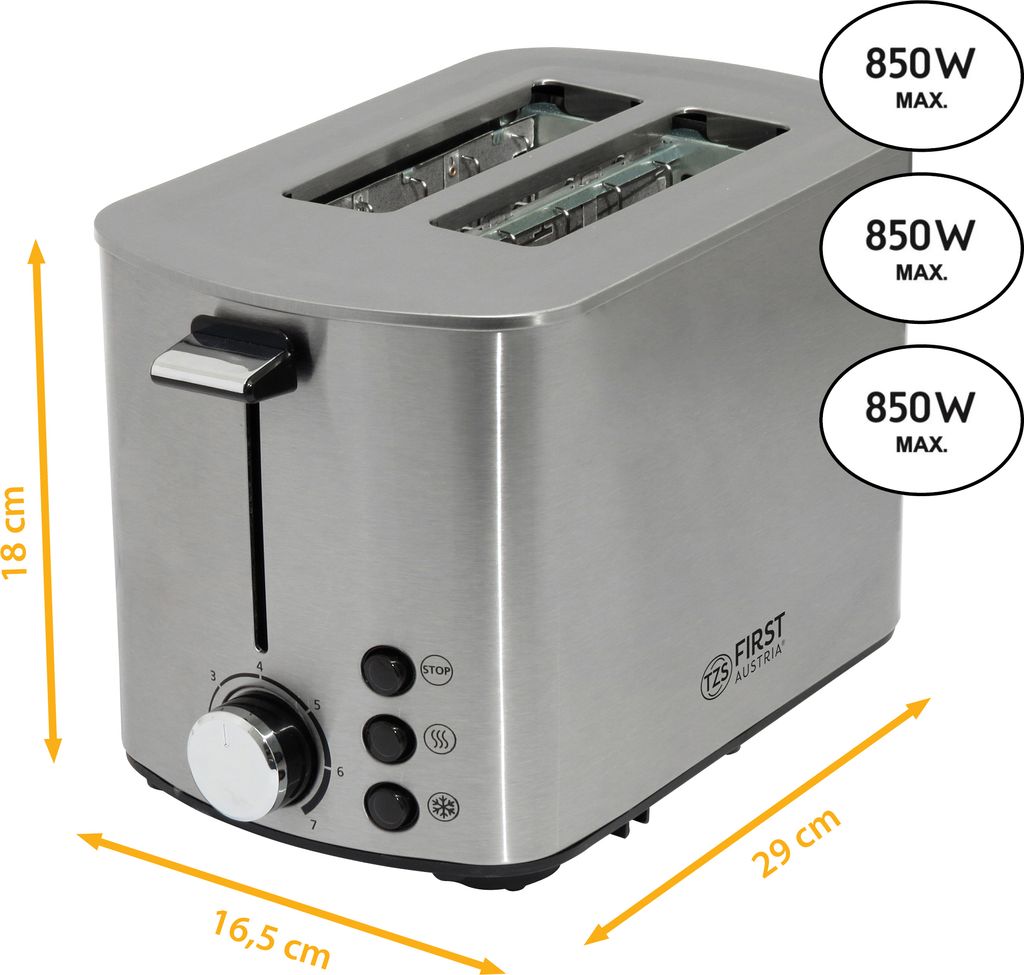 Senya Smart Toaster Edelstahl – 2 Breite Schlitze, Touch-Tasten, LED-Display, 850W, Baguette-Funktion