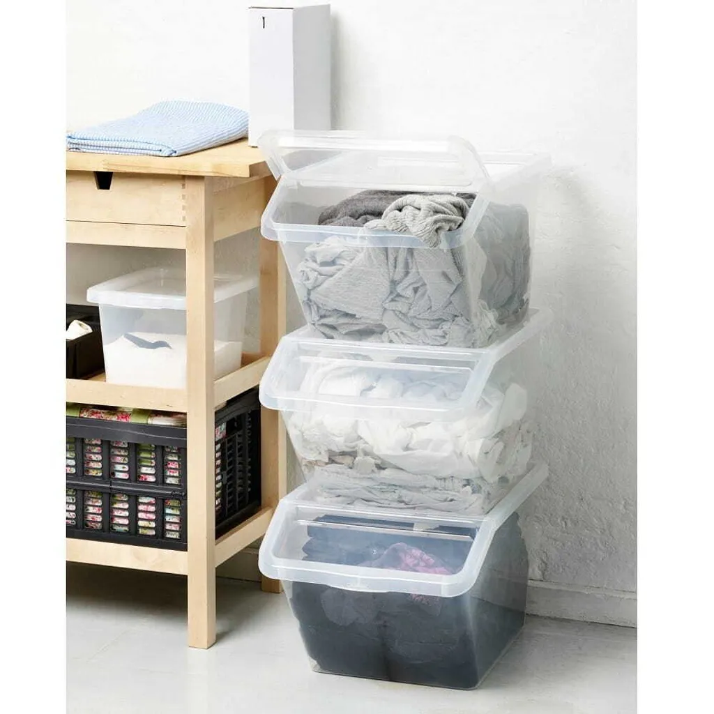 Plast Team 22870800 Basic Box Slanted Boîte de Rangement de 40L Transparente