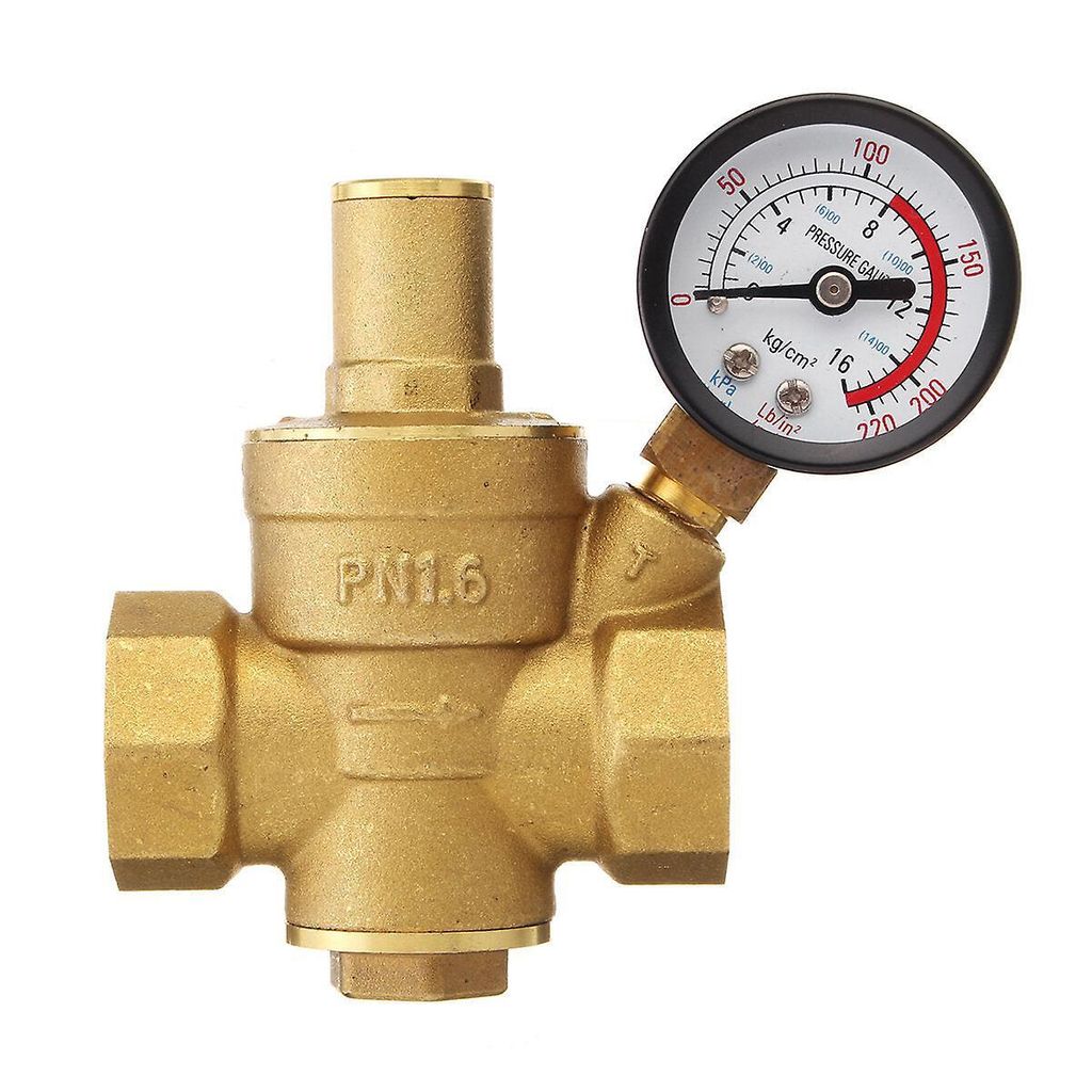 3/4" Einstellbarer Wasserdruckminderer aus Messing mit Manometer