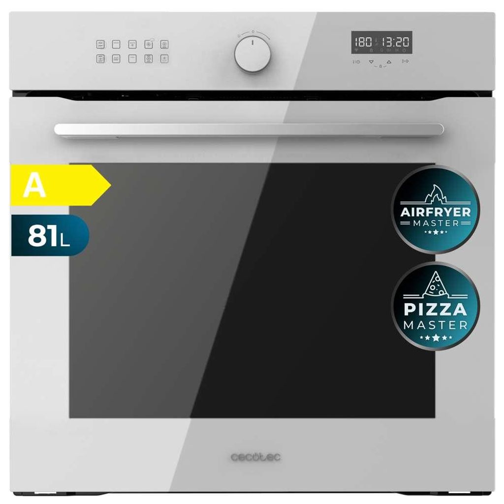 Airfryer Glass White Einbau-Backofen de 81L de Kapazität, 11 Funktionen con Airfryer Master, Pizza Master, Steam Asisst, Steam EasyClean, 3D Garen...