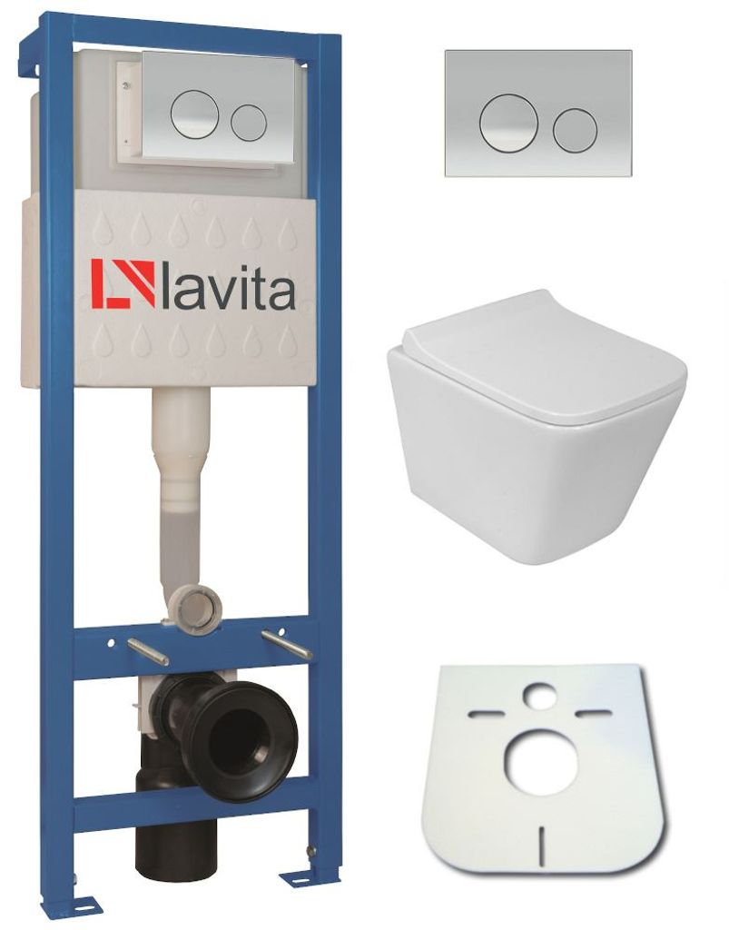 randloses Wand WC Galve Soft-Close Sitz Domino Lavita Vorwandelement-Set 