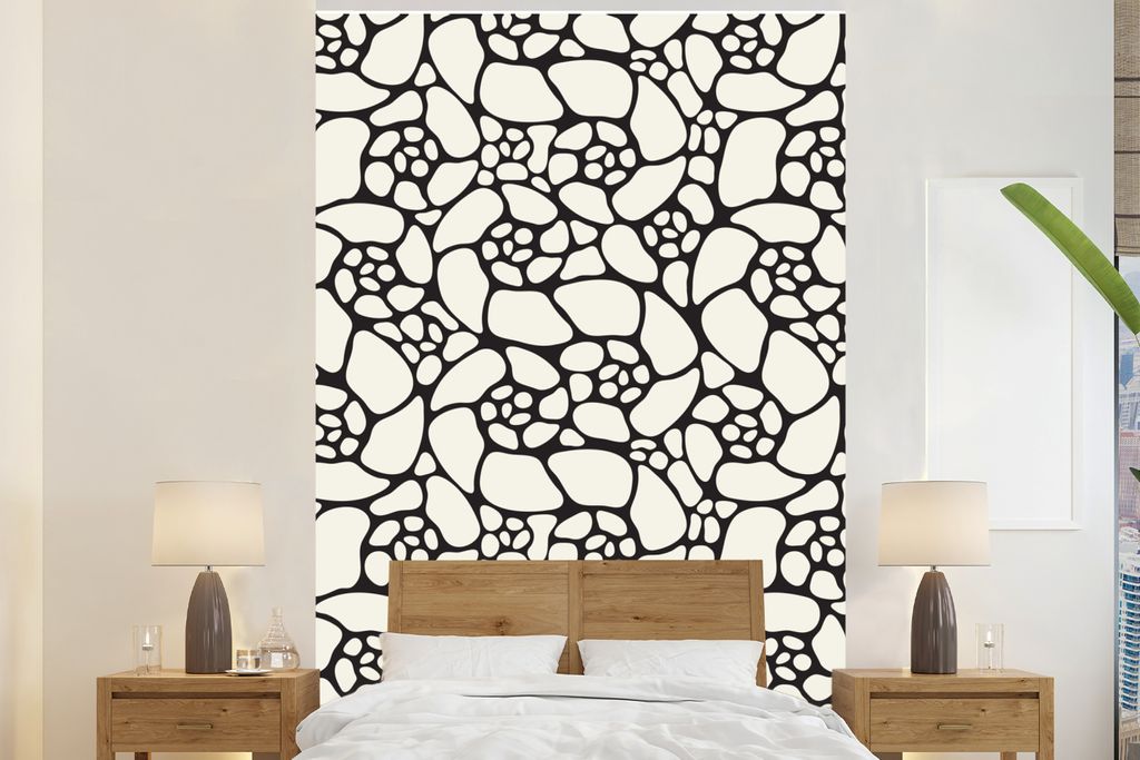 MuchoWow Fototapete für Wohnzimmer oder Schlafzimmer Wandtapete Vinyl Motivtapete Natur - Muster - Blumen - Blätter - 170x260 cm - Wohnzimmerta...