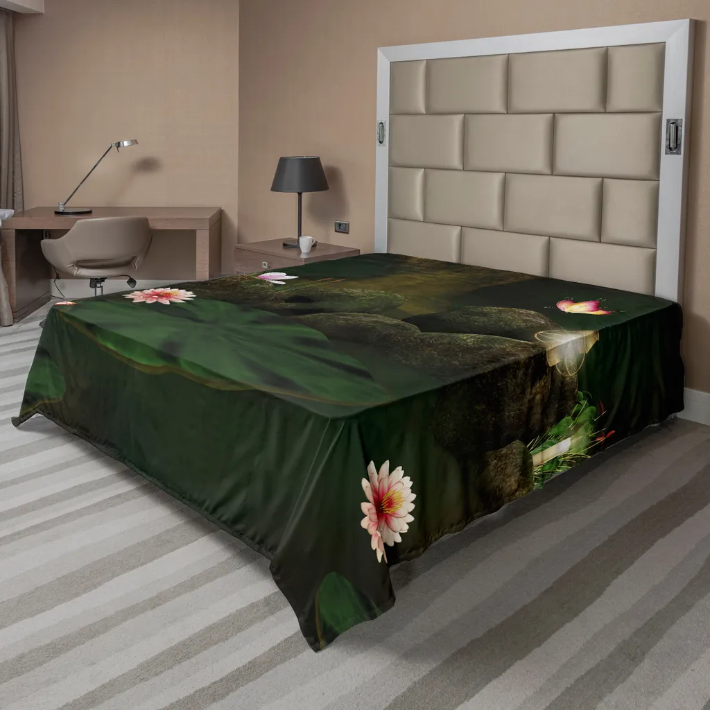 Linge de lit zen thème nature pour chambre adulte drap plat 266x260 cm