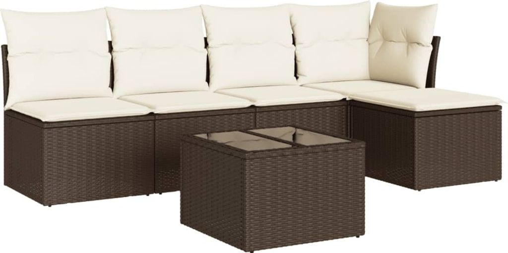 "SALE 2026" 6-tlg. Garten-Lounge-Set - elegantes Design - Sitzgruppe/Gartengarnitur - mit Kissen Braun Poly Rattan - Terassenmöbel DEMöbel179657
