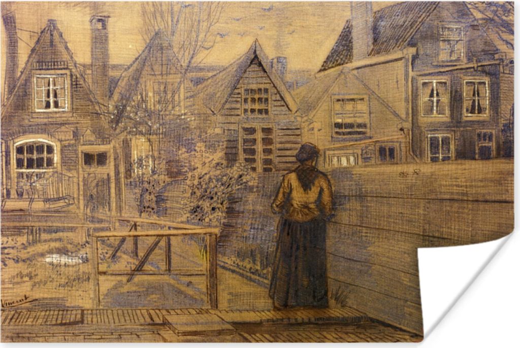 MuchoWow Poster Das Haus der Mutter von Sien vom Garten aus gesehen - Vincent van Gogh 180x120 cm - Fotoplakat