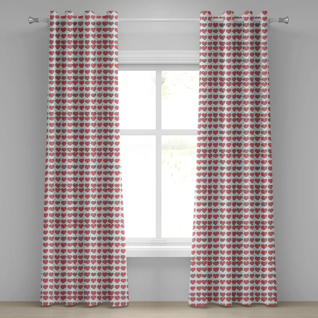 Rideaux décoratifs 2 panneaux Saint-Valentin Style Romantique Gris
