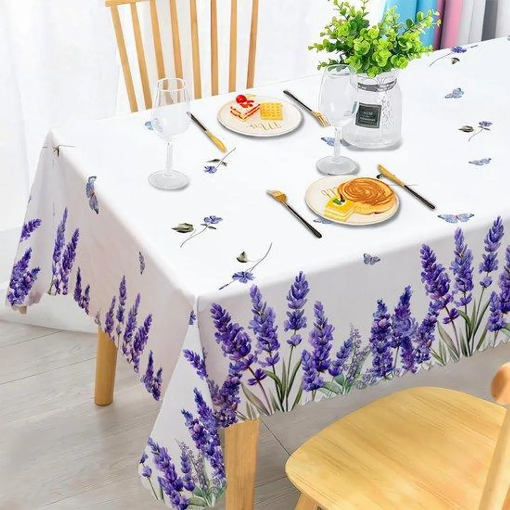 Nappe de table rectangulaire violette 140x180 cm pour intérieur/extérieur